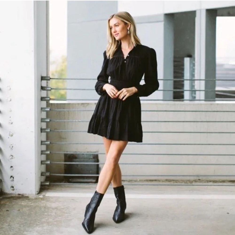 CLEOBELLA FARLOW ORGANIC BLACK COTTON MINI DRESS SIZE SMALL